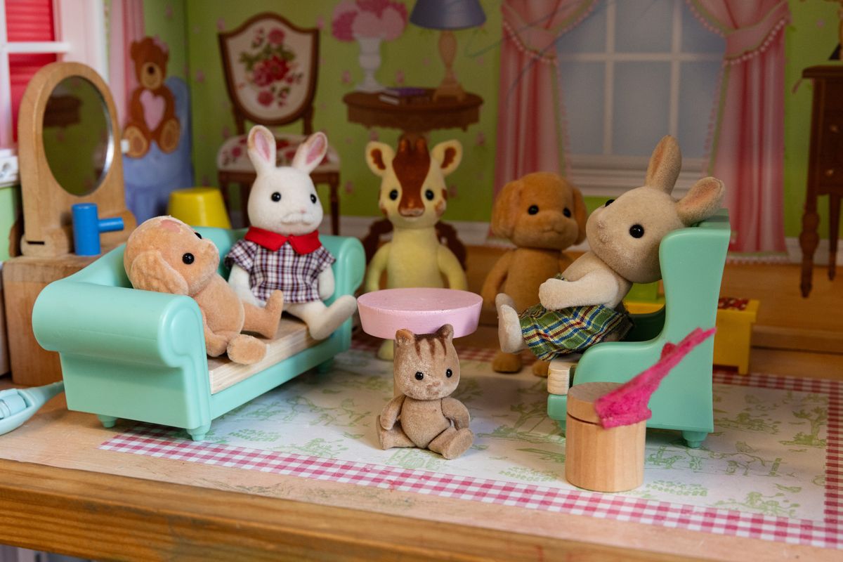 Toys in a family house scene