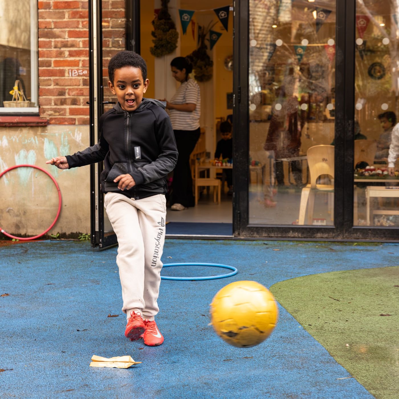 Boy playing football