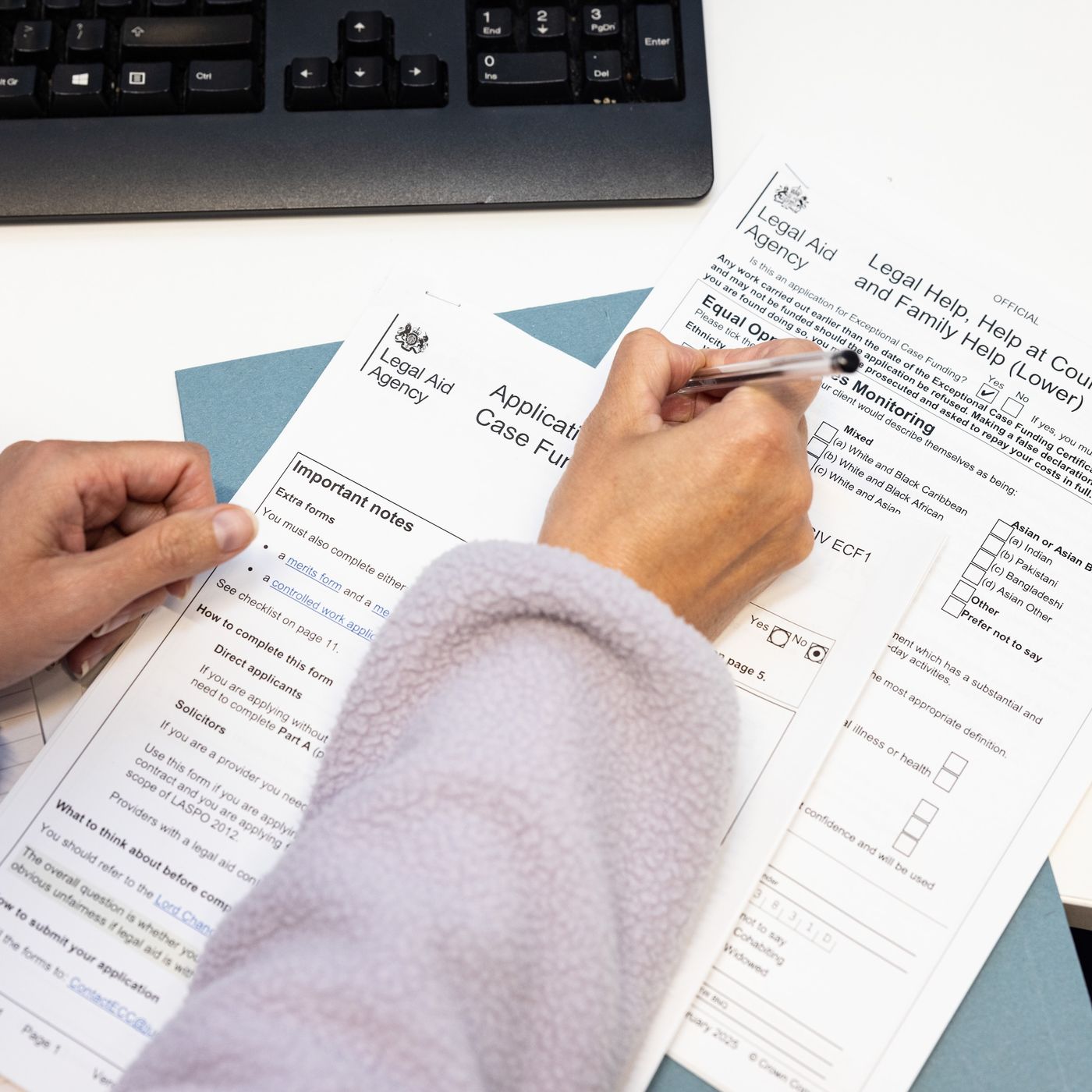 Immigration advisor filling out form